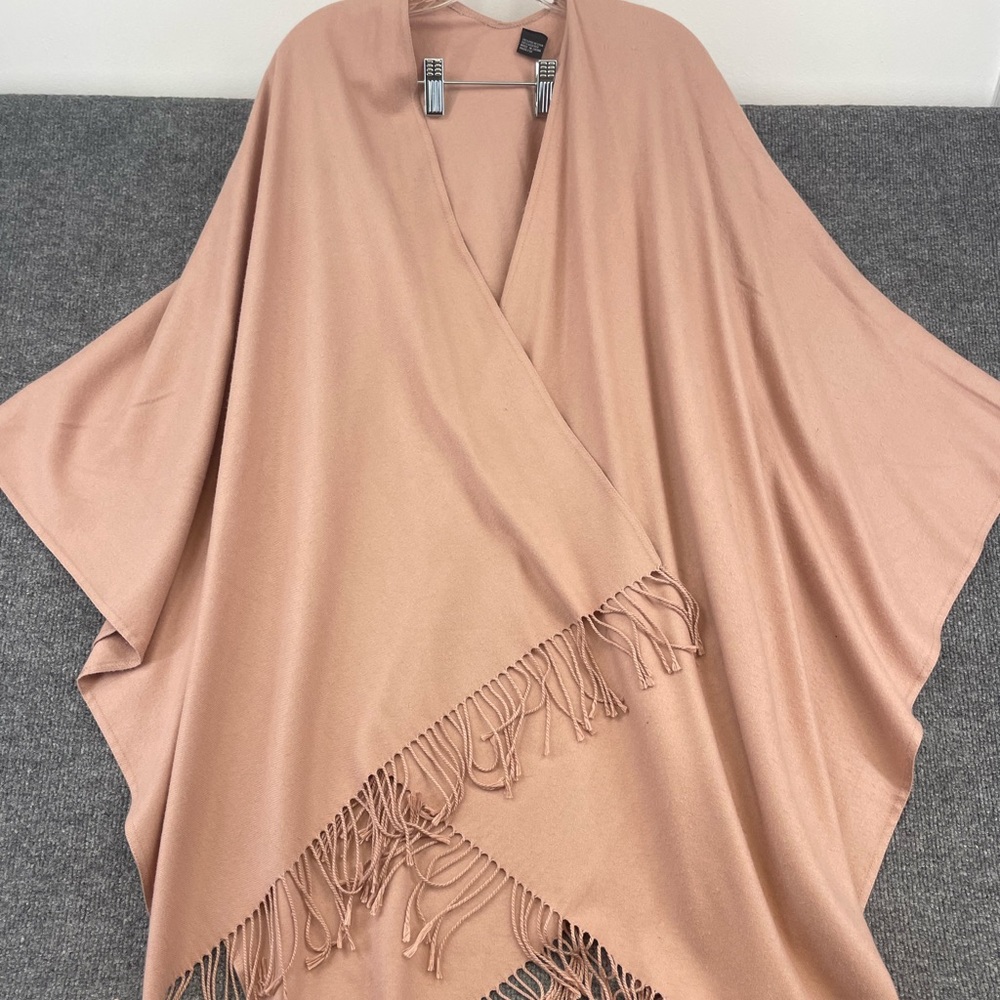 Shawl/Pancho - Women’s One Size Cream/Pink - Approximately 36”
